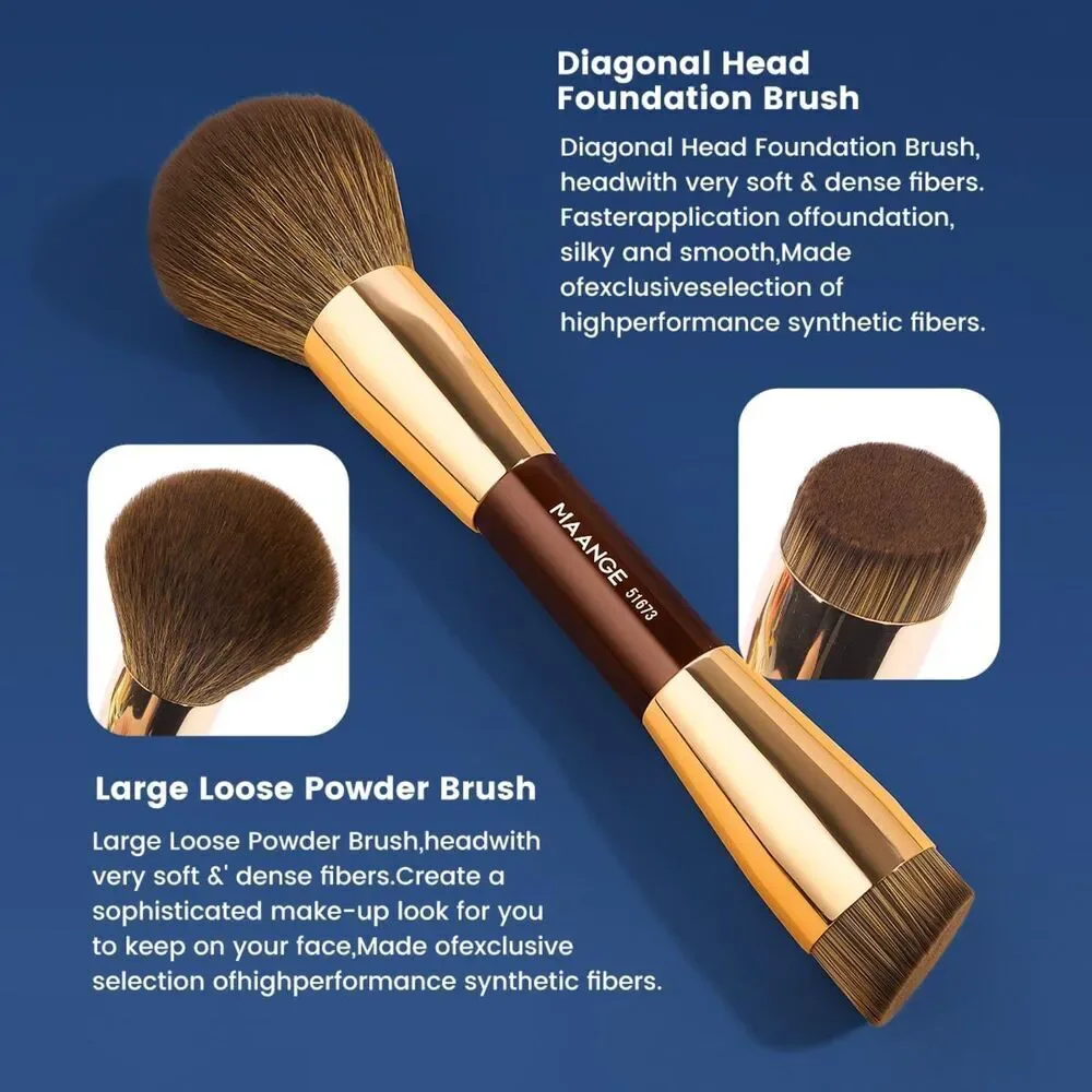Maange 7 Pieces Coffee Gold Double Sided Kabuki Cosmetics Makeup Brushes